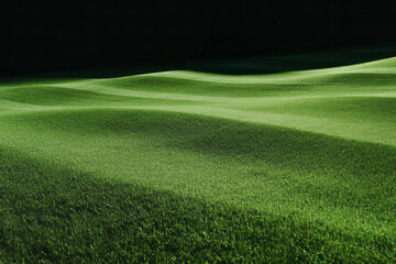 Poster - Light green fairway grass texture with short blades against a black background