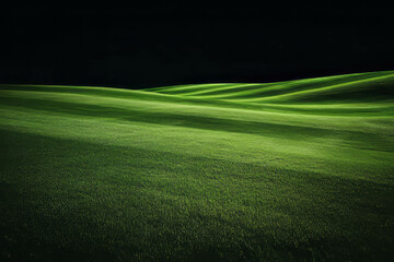 Poster - Light green fairway with distinct mowing lines and even texture on dark background