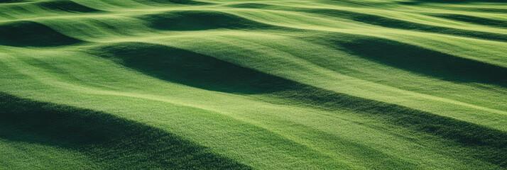 Poster - Beautiful light green fairway texture with distinct mowing lines in top view perspective
