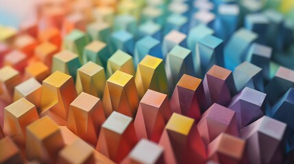 Fototapete - a close up of a colorful rainbow of colored cubes