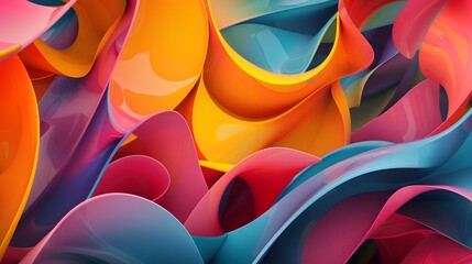 Fototapete - D style abstract forms with vibrant colors c b ae e ad