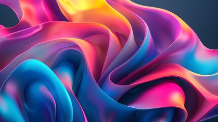 Fototapete - a close up of a colorful flowing fabric on a black background