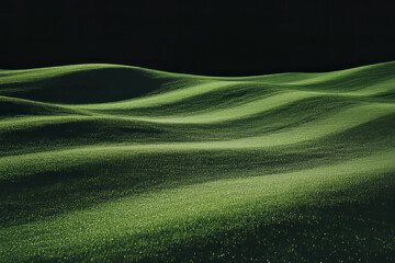 Fototapete - Captivating texture of light green fairway rolling across a dark backdrop creates a serene ambiance