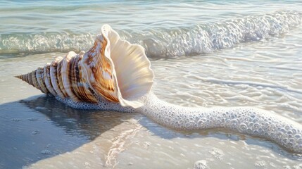 Canvas Print - Seashell on the Beach: A Coastal Serenity