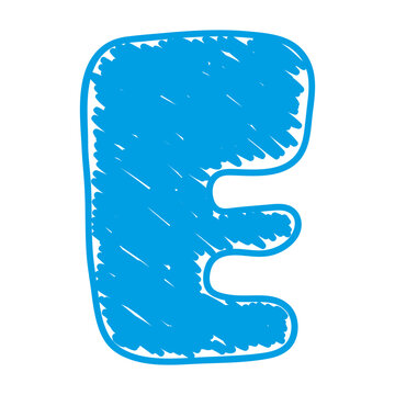 The letter E of the English alphabet. A children's alphabet with hand-drawn letters. The ABC. For educational banners, kindergartens, and book covers