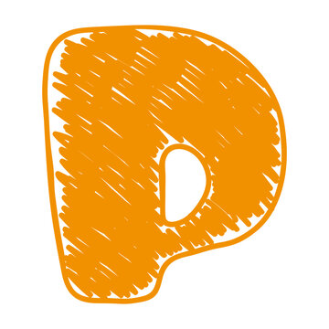 The letter P of the English alphabet. A children's alphabet with hand-drawn letters. The ABC. For educational banners, kindergartens, and book covers