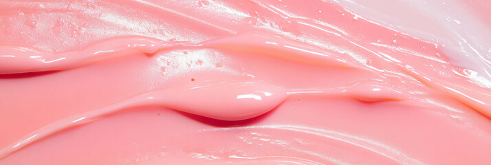 Poster - Smooth texture of light pink liquid gel with subtle sheen and flowing patterns on surface
