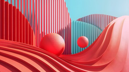 Fototapete - a d abstract image of a red and blue background with a ball