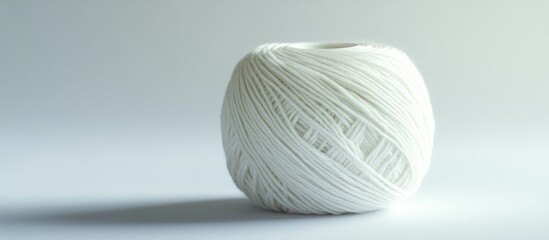 Fototapete - White knitting thread ball on pure white background emphasizing texture and form with subtle light gradient showcasing depth and simplicity