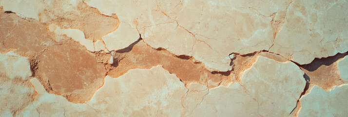 Poster - Chipped plaster texture of a light tan brown wall featuring rough beige markings and spots