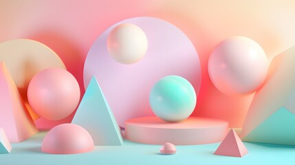 Poster - a colorful abstract background with geometric shapes and spheres