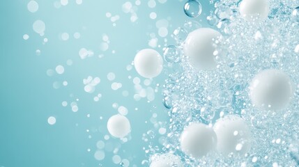 Poster - Frothy bubbles of foam in a cold beverage, with clear space for copy or creative content.