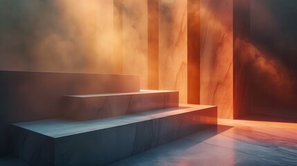Leinwandbilder - a staircase with stairs leading up to a light source