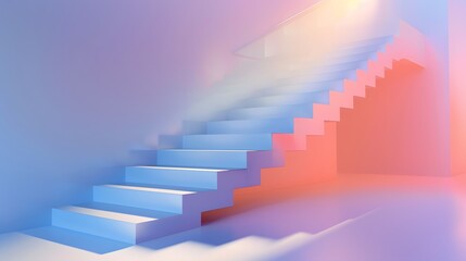 Aufkleber - a stairway with a light shining down on it in a room