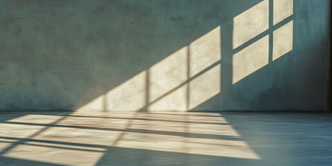 Poster - Light tarnished silver wall with stained concrete and rough grunge texture illuminated by shadows