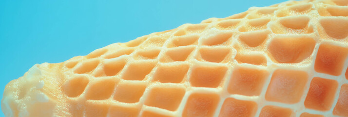 Poster - Light yellow cone wafer texture showcasing fine triangular grid patterns in bright background