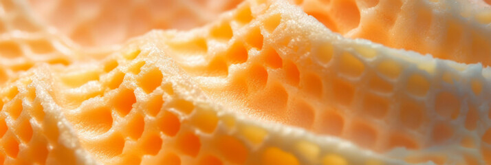 Poster - Texture of light yellow cone wafer with intricate triangular patterns showcasing delicate details