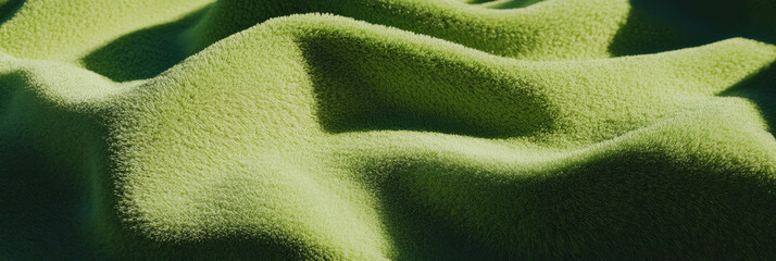 Poster - Dense lime green frieze carpet texture with curled pile and deep shadows