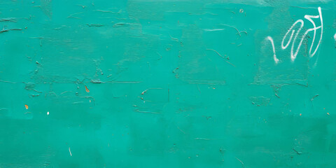 Poster - Vibrant lime jade green wall adorned with dynamic graffiti and rich texture
