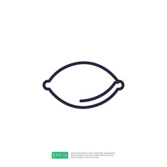Poster - Minimalist Outline of a Citrus Fruit in Black on White Backgrounds by Lemon Art Design Drawing Illustration Icon Sketch Vector graphic design simple Illustration. Lemon