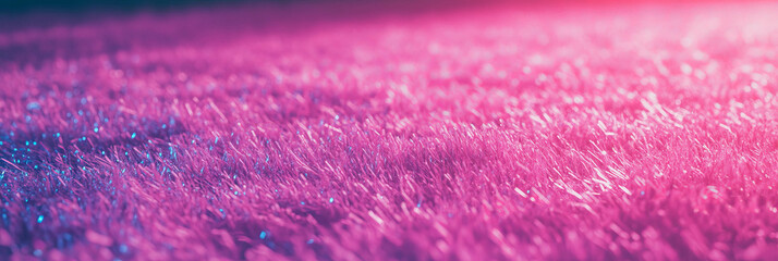 Poster - Dense magenta shag carpet texture showcasing fine twisted pile under bright light