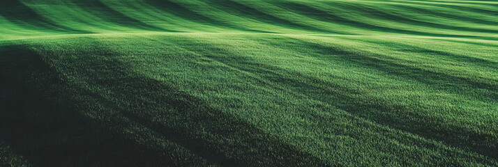 Poster - Lush green fairway with closely mown grass and subtle ripples captured from above