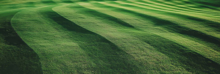 Poster - Lush green fairway with closely mown grass and subtle ripples creates a beautiful pattern