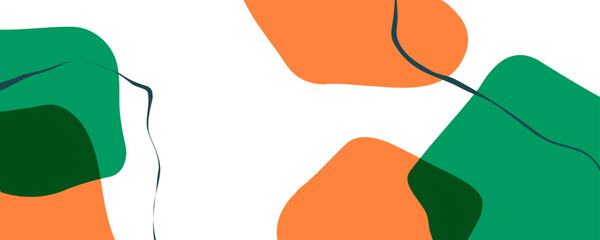 Poster - Ireland flag colors. Abstract background with various curved bright colored shapes and bent lines for creative graphic design. Vector illustration.