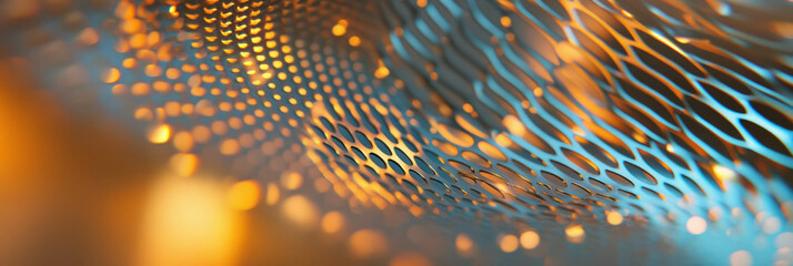 Poster - Mesmerizing metallic mesh pattern with geometric shapes and vibrant highlights