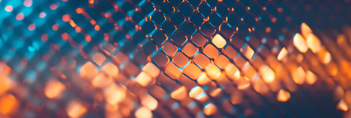 Poster - Vibrant metallic mesh texture showcasing geometric patterns and bright highlights