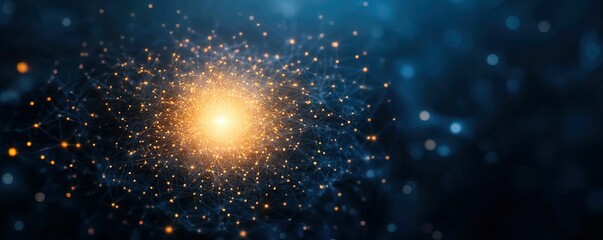 Wall Mural - a vibrant cosmic scene featuring a glowing star at the center, surrounded by a multitude of twinklin