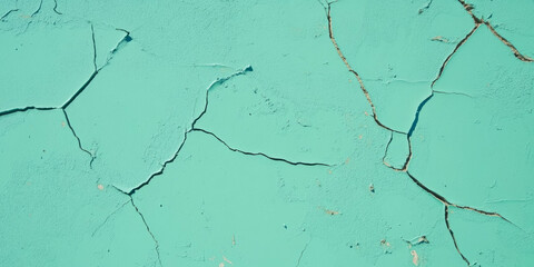 Poster - Mint green wall texture with cracked plaster and subtle grunge details