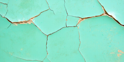 Poster - Cracked mint green wall texture with light grunge detail for artistic backgrounds