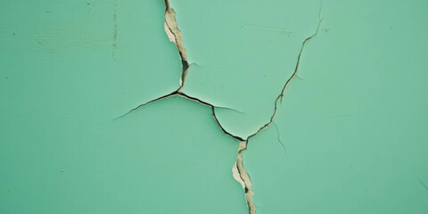 Poster - Cracked plaster texture on a mint green wall with light grunge finish
