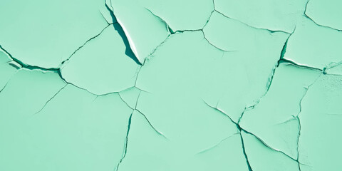 Poster - Cracked mint green wall texture showing light grunge and aged appearance