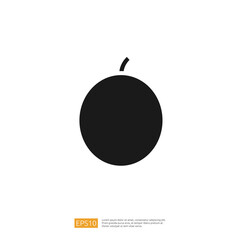 Poster - Stylized Black Circle Icon Representing A Fruit On A Minimalist White Background and Design Elements Like Colors, Shapes, and Styles. An Example Of A Graphic Design Concept