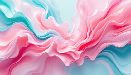 Poster - Abstract pastel wave texture with soft pink and blue hues