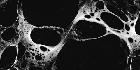 Poster - Mottled black and white texture with dense patterns and bright highlights on a dark background