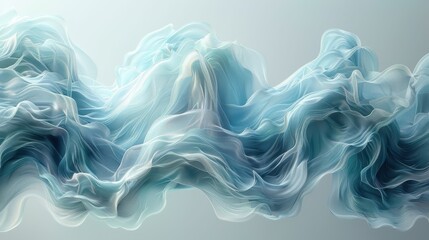 Poster - Flowing abstract blue and white waves with fluid motion
