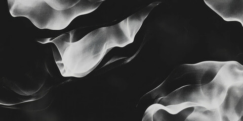 Poster - Mottled black and white texture with overlapping shapes and soft lighting on black background