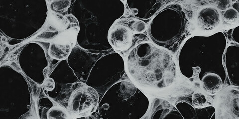 Poster - Mottled black and white texture with overlapping patterns and dark shadows