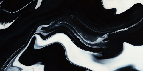 Poster - Mottled black and white abstract texture with smooth gradients and overlapping areas