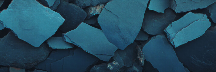 Poster - Textured blue and gray stone surface with irregular patches and shadows creating depth