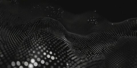 Poster - Mottled grayscale texture with dotted pattern on black background showing depth and dimension