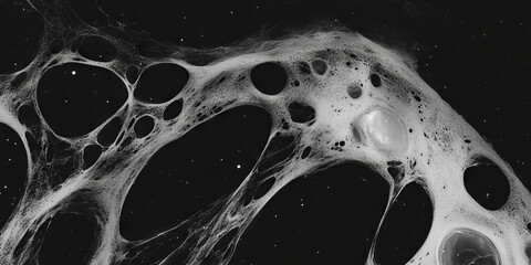 Poster - Mottled grayscale texture with intricate patterns on a black background