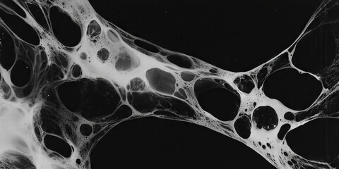 Poster - Mottled grayscale texture with smooth patches and varied opacities on a black background