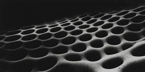 Poster - Mottled grayscale texture with sharp points and deep shadows on a black background