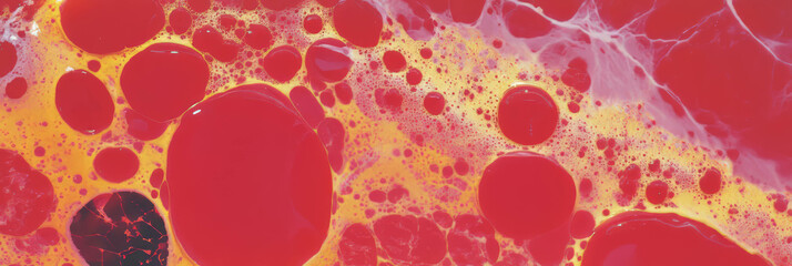 Poster - Vibrant texture featuring mottled red and yellow patches creating a striking visual display