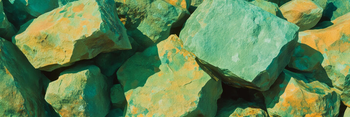 Aufkleber - Vibrant texture of mottled yellow and green rocks with sharp distinct edges