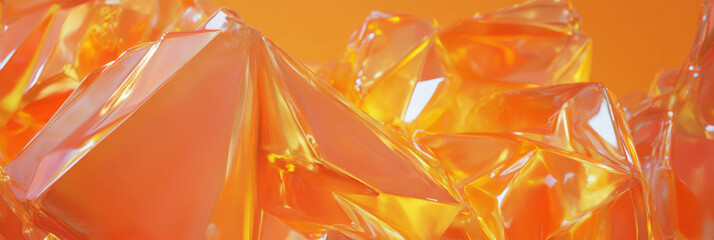 Poster - Mottled yellow and orange textures create dynamic angular formations with bright highlights